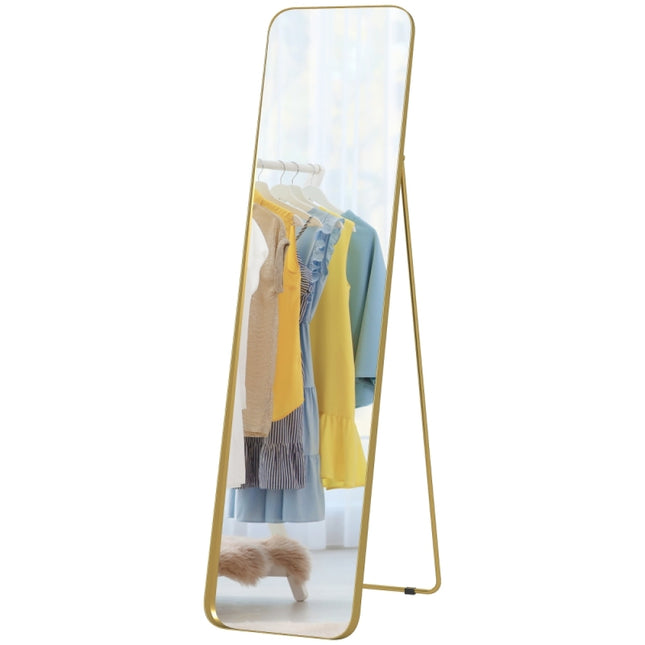 Full length mirror 160x40cm, beautiful bathroom mirror in gold, tapered standing mirror