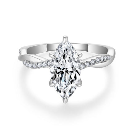 Moissanite Ring, Engagement Diamond Ring Womens Wedding Band Set