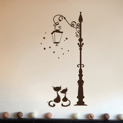 Removable Transparent Living Room Bedroom Decoration Wall Stickers For Cats Under Street Lights