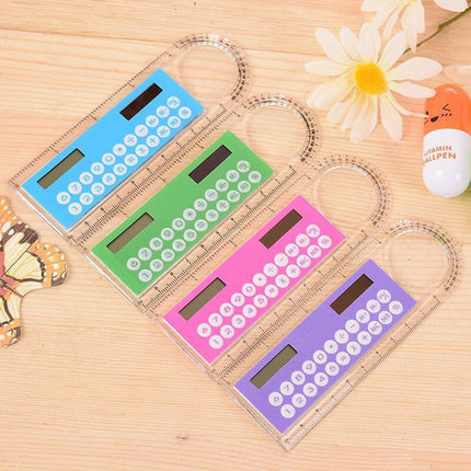 Wholesale Mini Color Multifunctional Student 10cm Ruler Solar Calculator