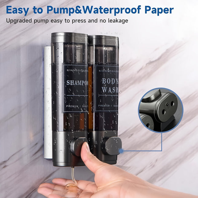 2pcs Wall Mounted Soap Dispenser,Manual Press for Shower and Bathroom