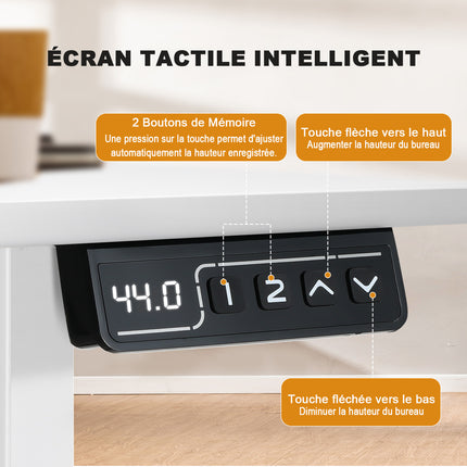 Electric Sit-Stand Desk 160 x 70, Height-Adjustable Table with 2 Memory Settings for Office and Bedroom