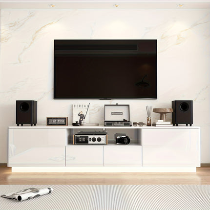 70.8'' W Modern LED TV Stand for Up To 75'' TVs | Media Console with 4 Drawers & Glossy Surface,