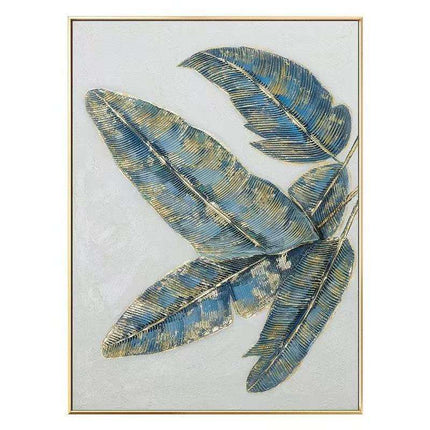 Handmade Oil Painting Canvas Wall Art Decoration Green Plants Abstract Texture Golden And Green Banana Leaves For Home Living Room Decor Rolled Frameless Unstretched Painting