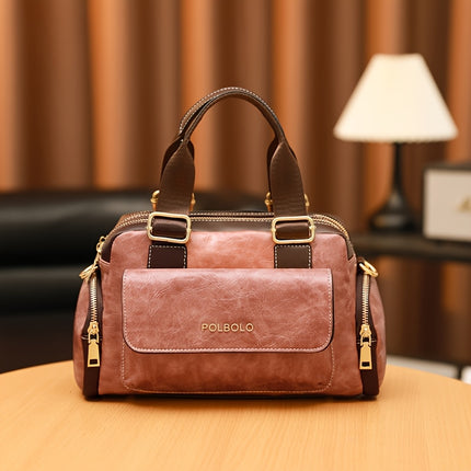 Women'S Large Capacity Crossbody Bag - Heavy-Duty Zipper Closure, Elegant Brown