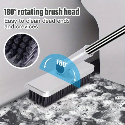 Adjustable Handle Upright Standing Broom and Dustpan Set - Heavy-Duty Long Handle with Ergonomic Grip,