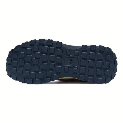 Men'S Versatile Low-Top Sneakers for All Seasons in a Beige, Navy Blue, And Red Mix