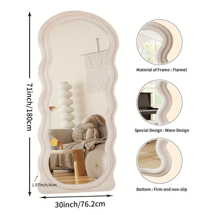 Full-Length Mirror with Flannel Frame - Extra Large Wall Mirror for Cloakroom, Bedroom, Living Room