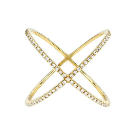 Fashion Jewelry 925 Silver Diamond Zircon X-Cross Ring