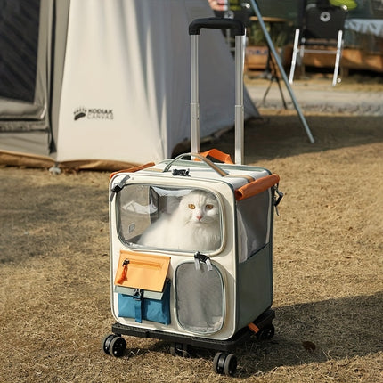Oxford Cloth Pet Backpack with Zipper, Portable Large Capacity Dog & Cat Travel Carrier Bag with Ventilated Design for Outing and Car Rides