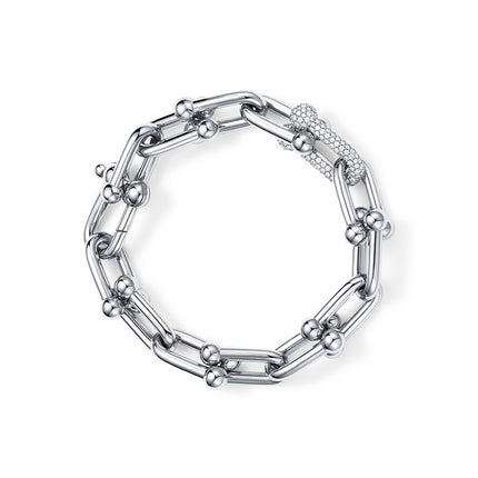 Sterling Silver 925 Electroplated 18K Rose Gold U-shaped Bracelet
