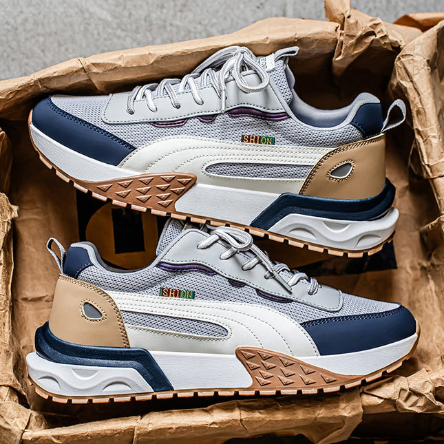 Men'S All-Season Running Shoes - Slip-On/Lace-Up Closure, Anti-Slip Rubber Sole