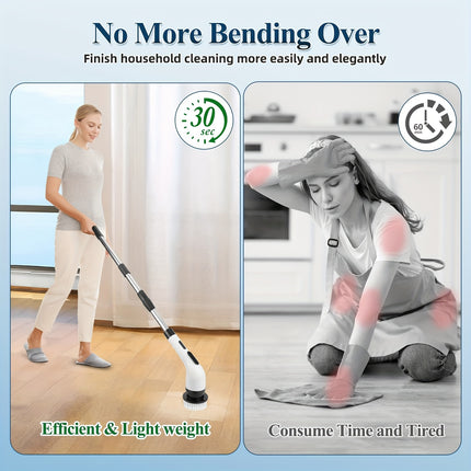 9-in-1 Multifunctional Electric Cleaning Brush Set - Rechargeable Bathroom Brush