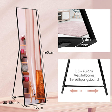 160 x 40 CM Full-length mirror, rectangular makeup mirror made of shatter-proof glass and an aluminum alloy frame