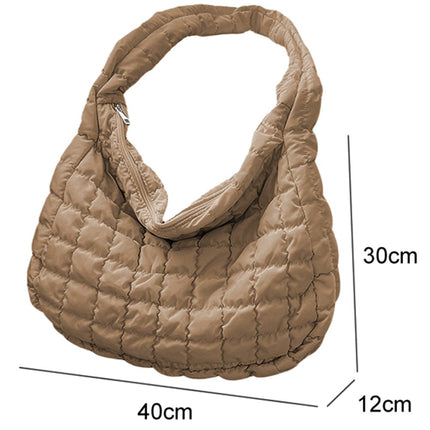 Black Quilted Zipper Large Shoulder Bag - GARDIWALL