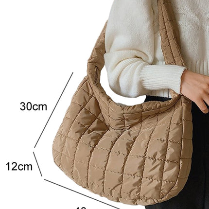 Black Quilted Zipper Large Shoulder Bag - GARDIWALL