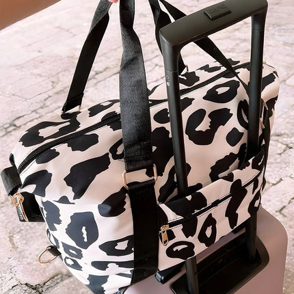 Bright Pink Leopard Print Luggage Tote Bag - GARDIWALL