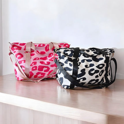 Bright Pink Leopard Print Luggage Tote Bag - GARDIWALL