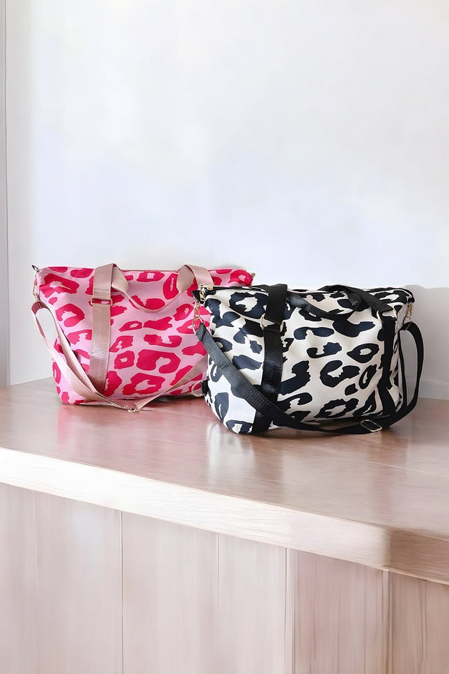 Bright Pink Leopard Print Luggage Tote Bag - GARDIWALL