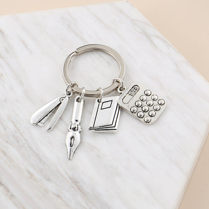 Compass Triangle Ruler Calculator Tape Measure Student Teacher Gift Keychain