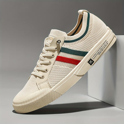 Breathable Lightweight Men's Casual Sneakers | Low-Top Lace-Up Design with Fabric Upper & PVC Sole,