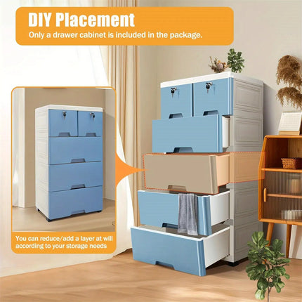 Extra Wide 50-Inch Thick Plastic Storage Cabinet with Drawers 4-Tier