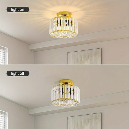 Modern Crystal Ceiling Light - Vintage K9 Crystal Chandelier Metal Cages Lampshade Metal E27 Socket