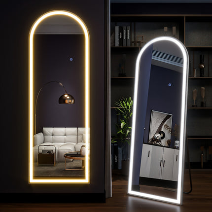 63"x20"Mirror with Lights, LED Mirror Full Length, Lighted Floor Mirror with Stand, Full Body