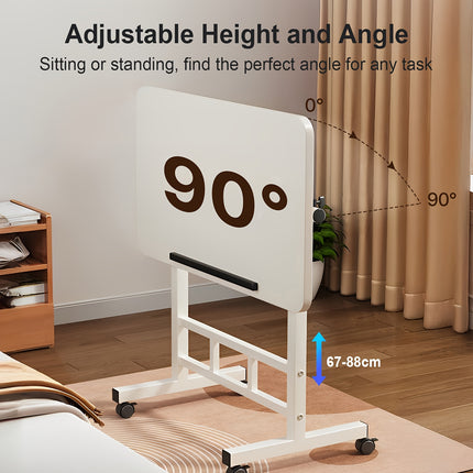Ergonomic Height-Adjustable Computer Desk Workstation - Dual-Sided White Folding Table ,