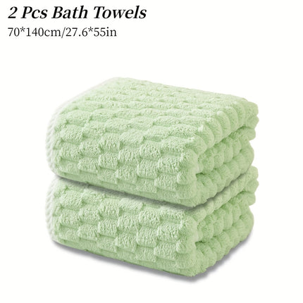 2pcs Ultra-Soft Microfiber Bath Towels - 70.1x139.7cm, Quick-Dry & Absorbent