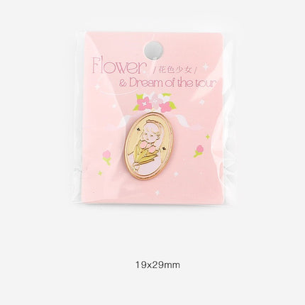 Metal Emblem Flower And Dream Tour Retro Girl Breastpin