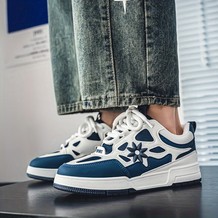 Men'S Shoes Featuring a Unique Floral Color-Block Design! Trendy And Comfortable Sneakers