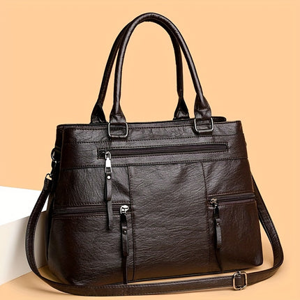 Women's Satchel Handbag with Pompom Ball Charms