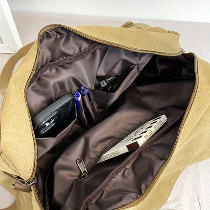 Large Capacity Multi-Compartment Canvas Men'S Bag, Stylish Men'S Shoulder Bag, Business Casual