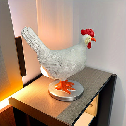 1pc Rustic Rooster Table Lamp, Resin Animal Theme Desk Light with Encaustic Finish,