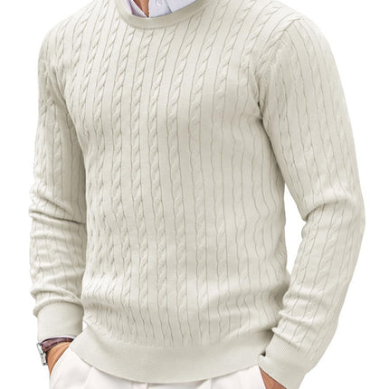 Round Neck Knitted Sweater Twisted Flower Slim Fit