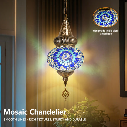 Turkish Moroccan Mosaic pendant ceiling lamp, lamp fixture with 6.1 meter or so rope and chain
