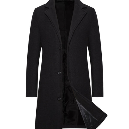 Long Solid Color Single Breasted Windbreaker Fabric