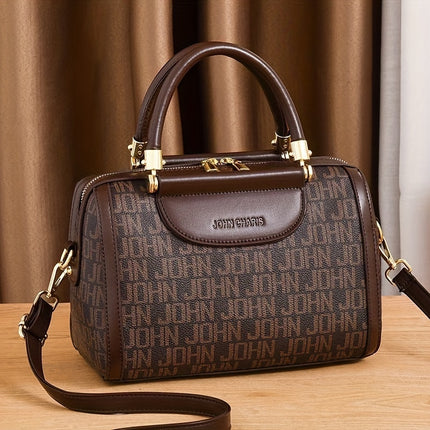 Designer-Inspired Boston Handbag for Women, Large Capacity Shoulder Bag with Zipper Closure