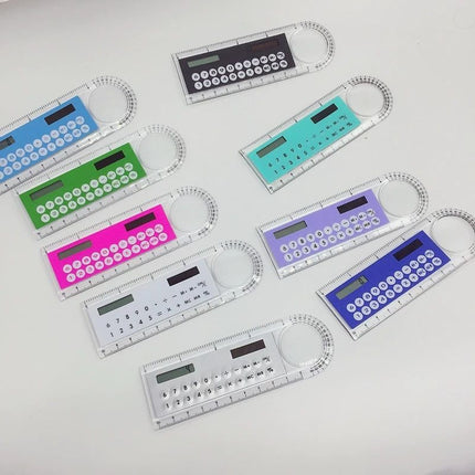 Wholesale Mini Color Multifunctional Student 10cm Ruler Solar Calculator