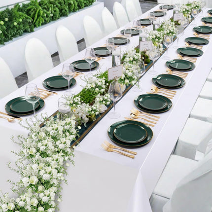 Green Dinnerware Set, 50-Piece Set, Party Accessory Kit, Perfect for Gatherings, Weddings, and Christmas
