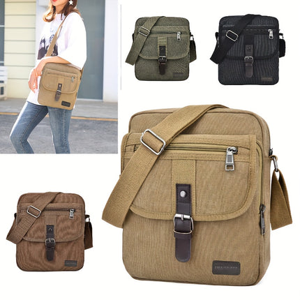 Large-capacity Shoulder Bag, Unisex Vintage Style, Multi-compartment Casual and Durable