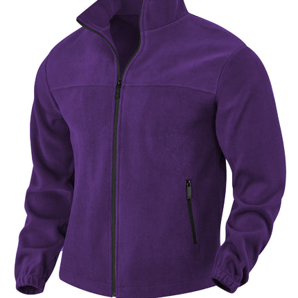 Men's Polar Fleece Jacket Outdoor Zipped Stand Collar Coat
