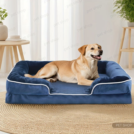 Extra-Large Orthopedic Dog Bed - Washable & Detachable Pet Sofa with Supportive Foam, Non-Slip Bottom for All Seasons Comfort - Ideal for Small to Large Dogs and Cats, Grey
