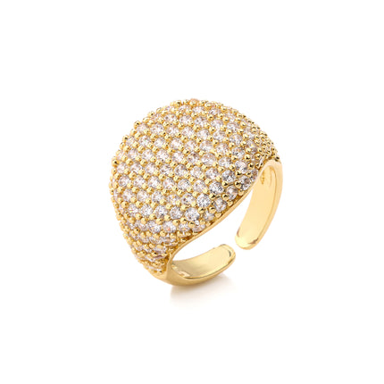 Full-diamond Round Open Geometric Zircon Ring
