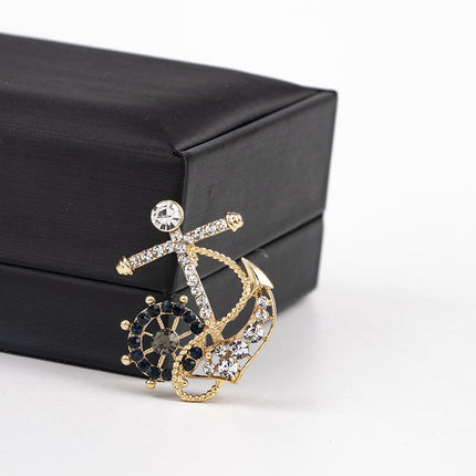 High-end Navy Sailboat Rudder Anchor Men's Brooch