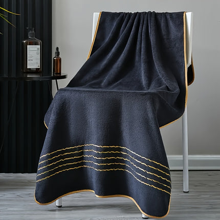 2pcs Modern Striped Coral Fleece Bath Towel and Hand Towel Set, Highly Absorbent