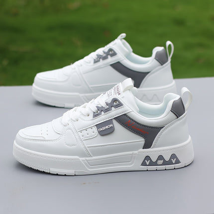 Men's Versatile White Sneakers with Blue Accents - Breathable