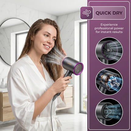 Lenovo Hair Dryer, Fast Drying, Multi-Speed Settings, Hot & Cold Air Switch, Low Noise, Overheat Protection,