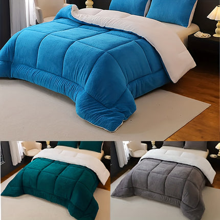 1pc Thickened Soft Plush Comforter - Warm and Comfortable Double-Sided Fleece Design Thick Quilt